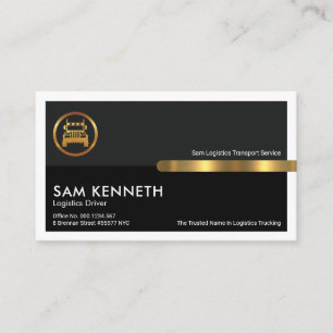 Grey Black Frame Columns Gold Tab Truck Logistics Business Card