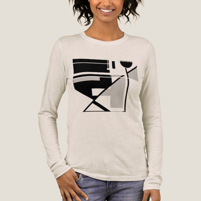 Grey Black Geometric Art MCM-inspired Design Tri-Blend Shirt (Front)