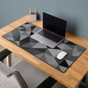 Grey black geometric mesh pattern desk mat