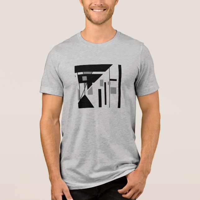 Grey Black Geometric Slanted MCM Abstract Small Tri-Blend Shirt (Front)
