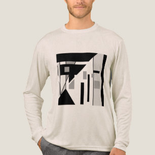 Grey Black Geometric Slanted MCM Look Abstract Art Tri-Blend Shirt