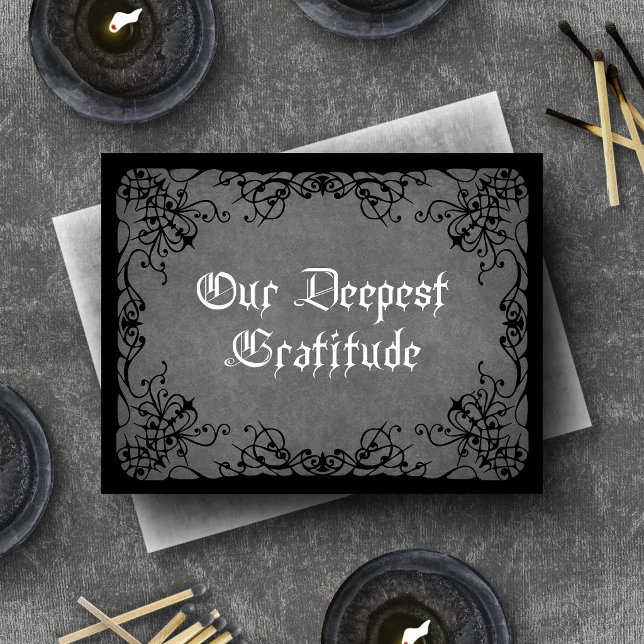 Grey Black Gothic Wedding Thank You Card (Creator Uploaded)