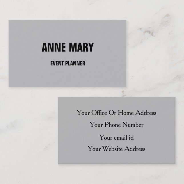 Grey Black Grey Classy Wedding Custom Colour Business Card (Front/Back)