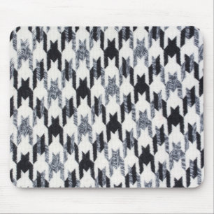 Grey & Black Houndstooth Modern Fabric Texture Mouse Pad