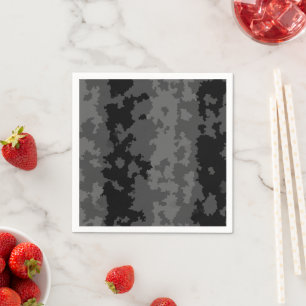 Grey Black Irregular Abstract Pattern Design Napkin