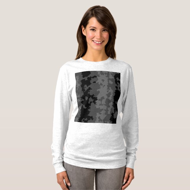 Grey Black Irregular Abstract Pattern Design  T-Shirt (Front Full)