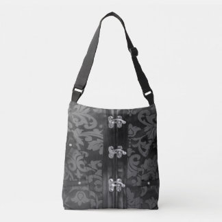 Grey Black Lace Steampunk Cross Body Tote Bag