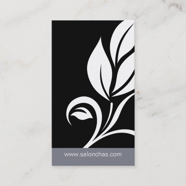 Grey Black Leaf Salon Spa Business Card (Front)