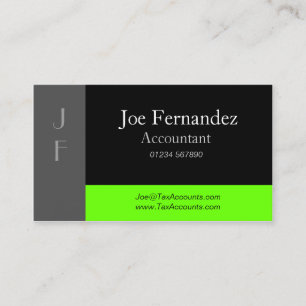 Grey Black & Lime Green Professional Business Card