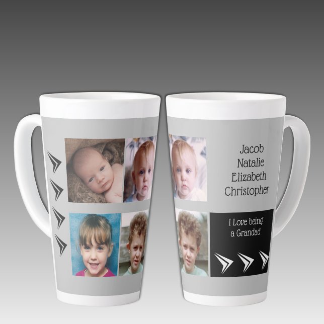 Grey black love being a Grandad with photos Latte Mug (Creator Uploaded)