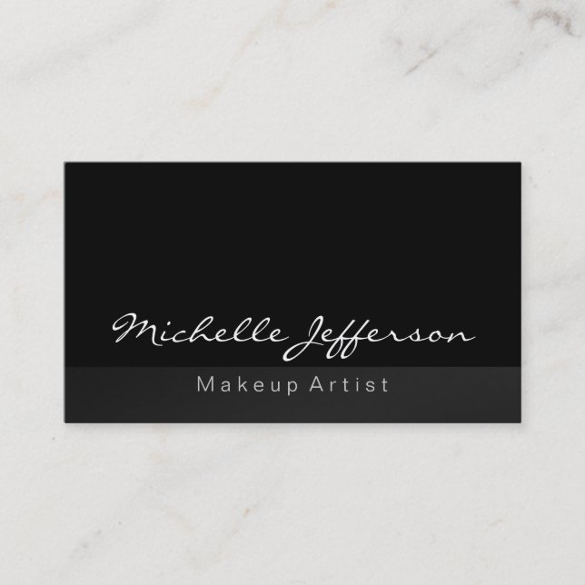 Grey Black Makeup Artist Calligraphy Business Card (Front)