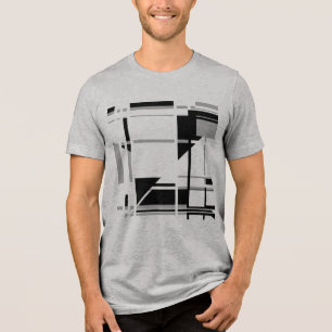 Grey Black MCM-inspired Abstract Labyrinth Design Tri-Blend Shirt