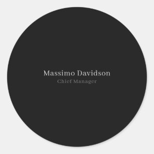 Grey Black Modern Minimalist Simple Serif Font Classic Round Sticker