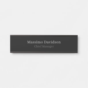 Grey Black Modern Minimalist Simple Serif Font Door Sign