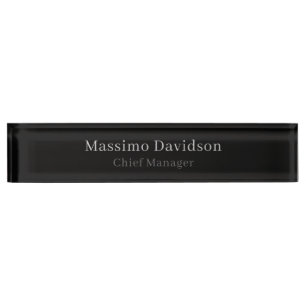 Grey Black Modern Minimalist Simple Serif Font Nameplate