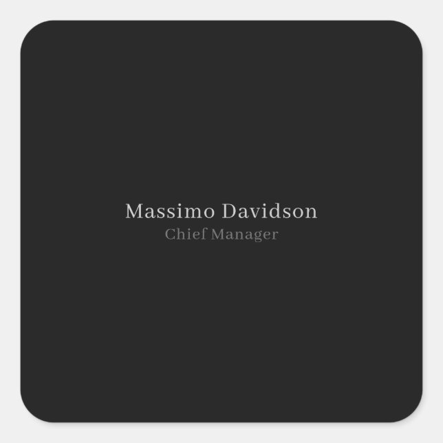 Grey Black Modern Minimalist Simple Serif Font Square Sticker (Front)