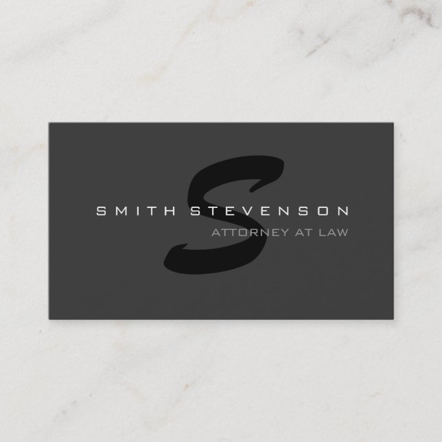 Grey Black Monogram Attorney at Law Business Card (Front)