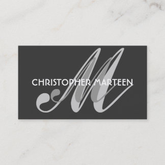Grey Black Monogram business cards