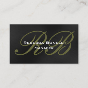 Grey Black Monogram Manager Business Card