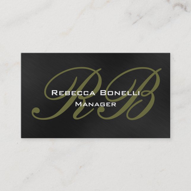 Grey Black Monogram Manager Business Card (Front)