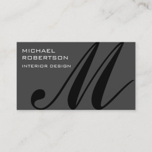 Grey Black Monogram Standard Business Card
