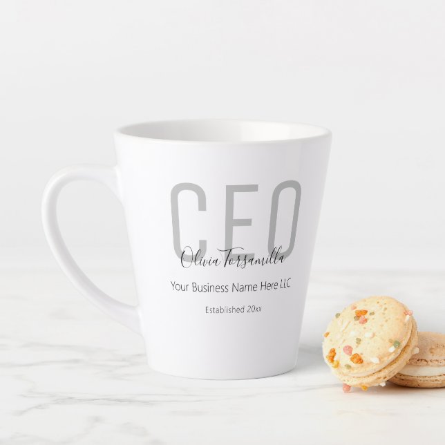 Grey Black Name CEO Latte Mug (In Situ)