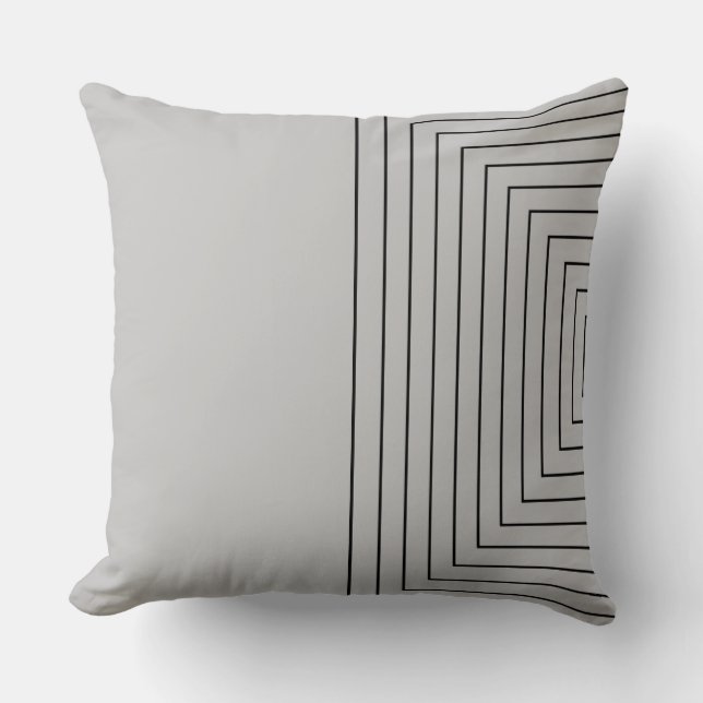 Grey Black Nested Squares Throw Pillow (Front)