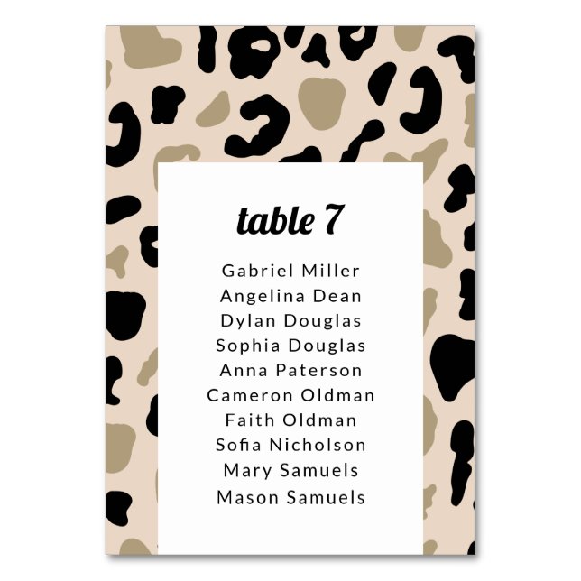 Grey black patches on beige. Seating chart Table N Table Number (Front)