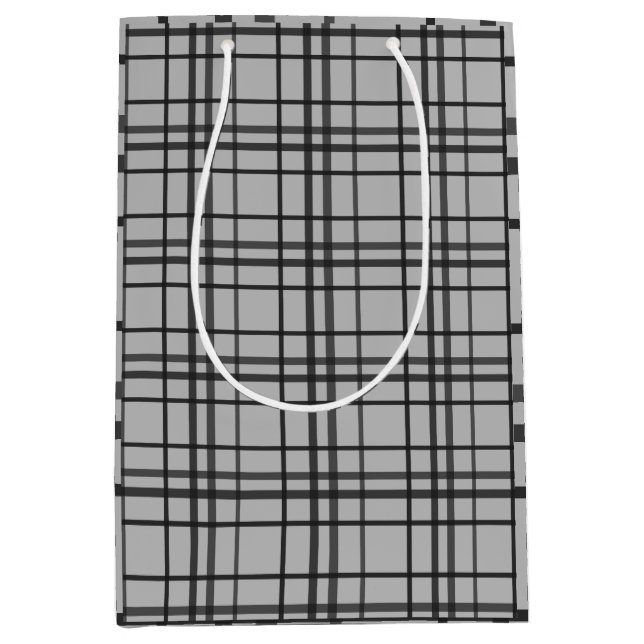 Grey black pattern minimalist gift bag (Front)