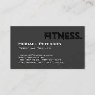 Grey Black Personal Trainer Fitness Business Card