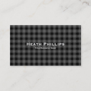 Grey & Black Plaid Chequered Business Cards