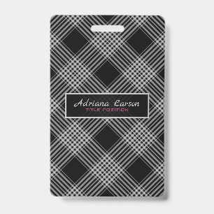 Grey & Black Plaid ID Badge