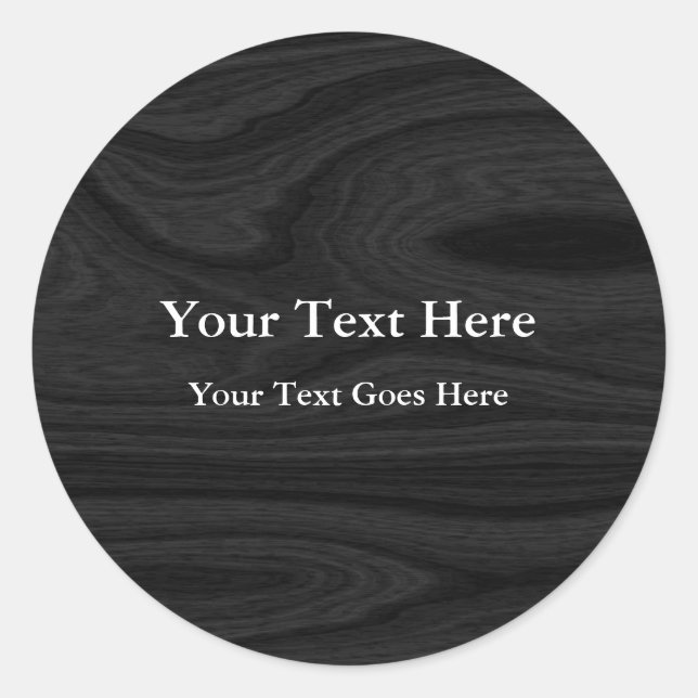 Grey Black Plain Elegant Modern ADD TEXT Classic Round Sticker (Front)