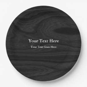 Grey Black Plain Elegant Modern ADD TEXT Paper Plate