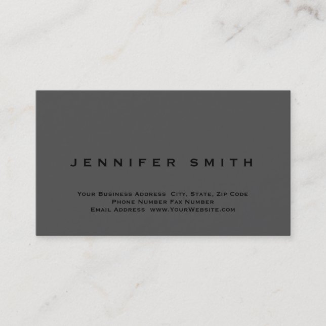 Grey Black Plain Standard Size Business Card (Front)