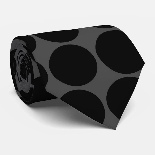 Grey Black Polka Dots Pattern Tie (Rolled)