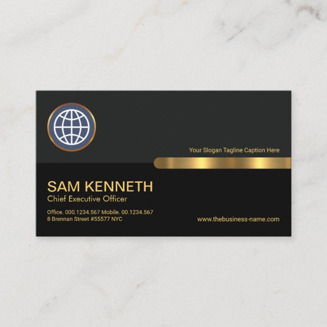 Grey Black Retro Columns Founder CEO Business Card (Front)