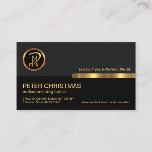 Grey Black Retro Columns Gold Dog Pet Sitter Business Card