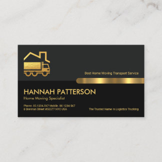 Grey Black Retro Columns Gold Home Moving Business Card