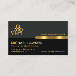 Grey Black Retro Columns Gold Labour Manpower Business Card