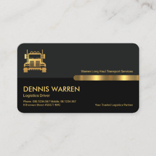 Grey Black Retro Columns Gold Truck, Delivery Business Card