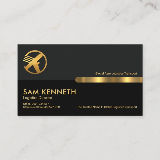 Grey Black Retro Columns Logistics Transport Business Card (Front)