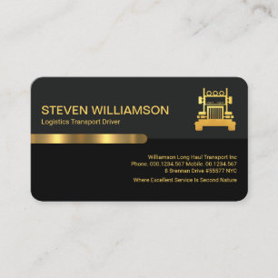 Grey Black Retro Columns Logistics Truck Business Card