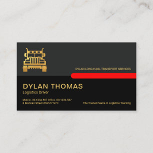 Grey Black Retro Columns Logistics Truck Driver Business Card