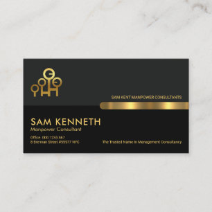 Grey Black Retro Columns Manpower Consultant Business Card
