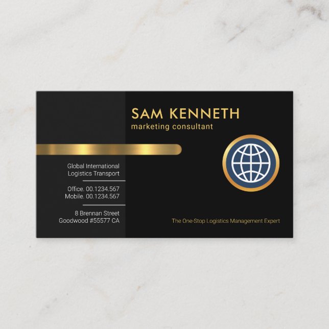 Grey Black Retro Layers CEO President Business Card (Front)