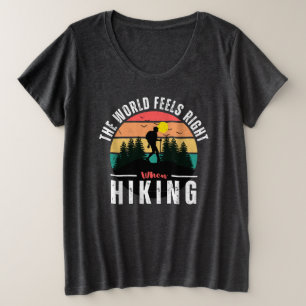 Grey Black Retro Vintage Hiking Mountain Camping Plus Size T-Shirt
