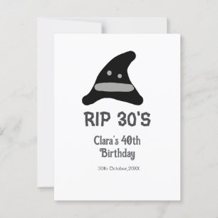 Grey black RIP 30's 40th birthday witch hat hallow Postcard