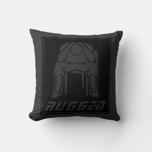 grey black Rugged Man Holding Head   Thinking Man Cushion