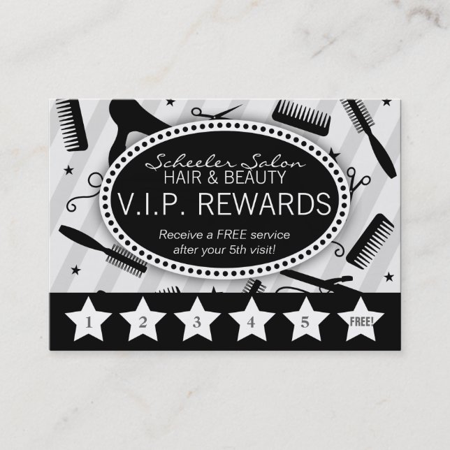 Grey & Black Salon Loyalty Card (Front)